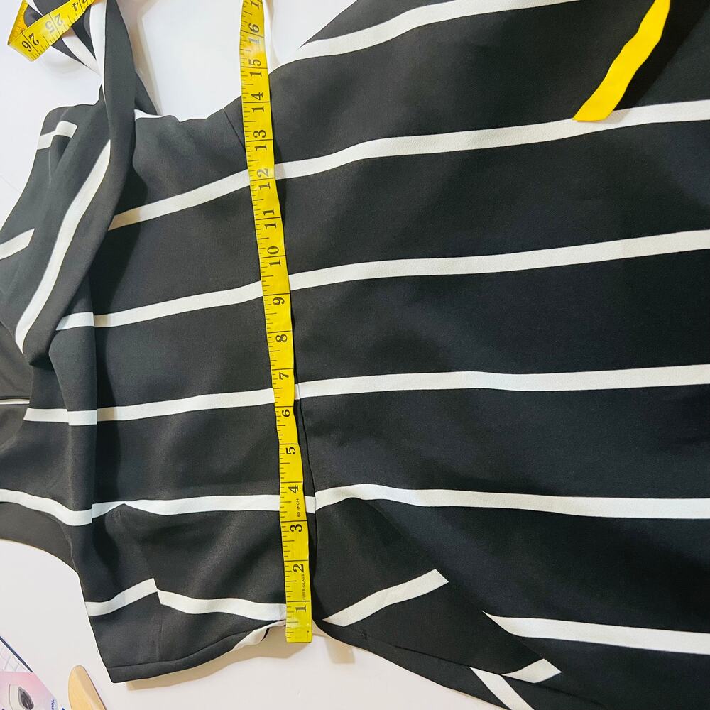 Banana Republic Striped Asymmetrical Hem Sleeveless Dress 6 Petite Black White - Picture 8 of 11